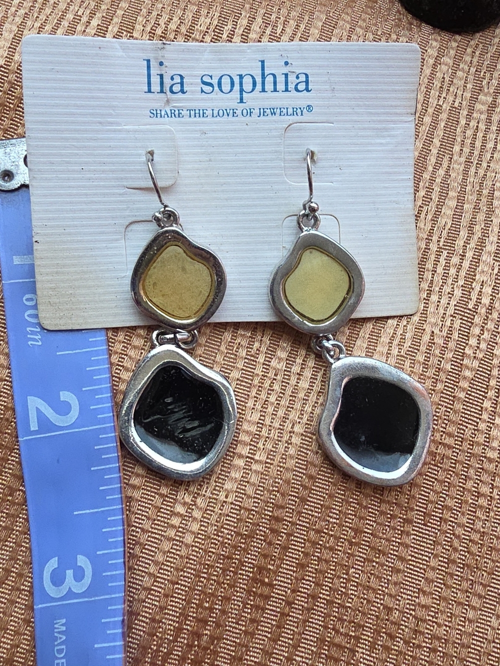 Lia Sophia Gold and Black Dangle Earrings